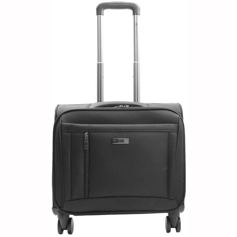 Made from durable polyester/Polyimide and complete with high quality zip pullers. It features a top carry handle, self locking telescopic handle, two front pockets and TSA approved integrated combination lock. Inside there are one packing straps and open compartments, one of the compartments is padded and suitable for a laptop. 2