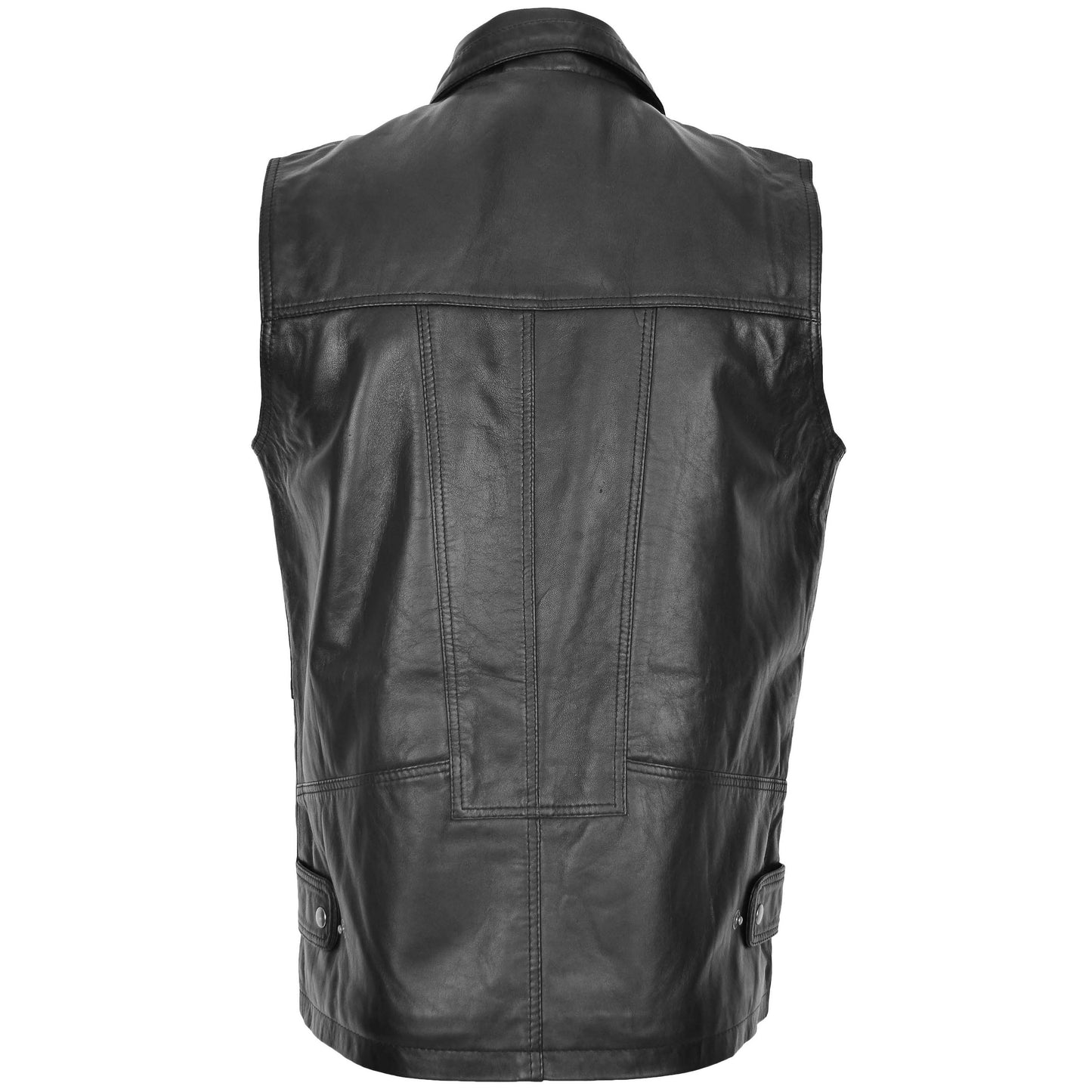 Mens Leather Multi Purpose Gilet Roger Black 1