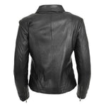 Womens Classic Leather Biker Zip Box Jacket Nova Black 1