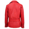 Womens Leather Hip Length Biker Jacket Celia Red 1