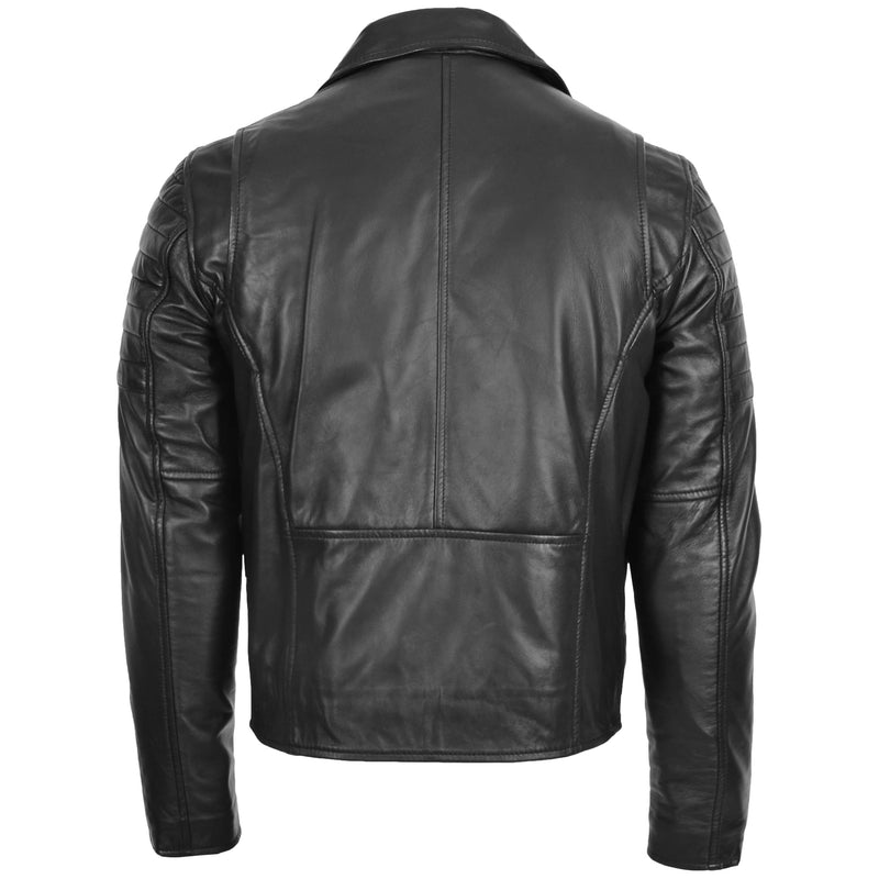 Mens Biker Leather Jacket Dual Zip Hook Black 1