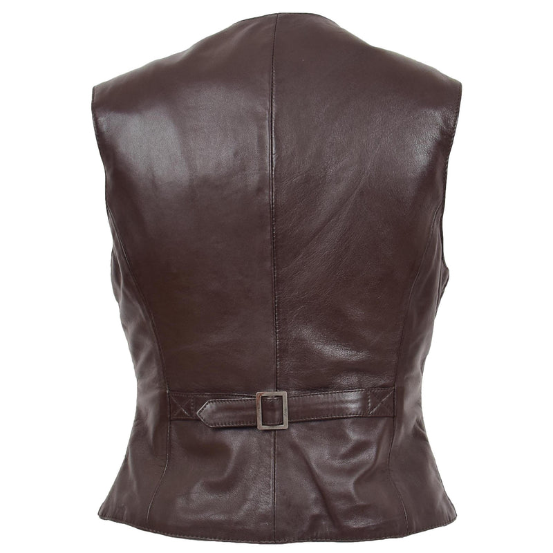 Womens Leather Classic Buttoned Waistcoat Rita Brown 1
