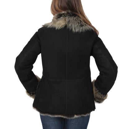 ladies black fur coat