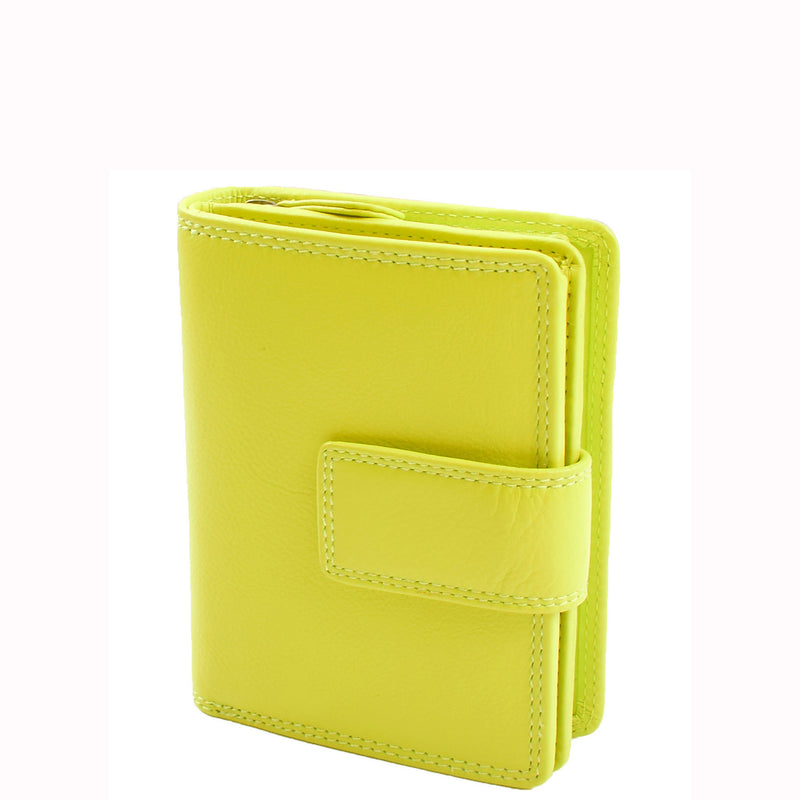 Womens Purse Real Soft Premium Leather Bi Fold HOL1132 Lime 2
