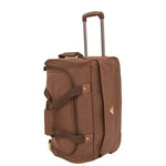 Faux Leather Mid Size Wheeled Holdall H052 Tan