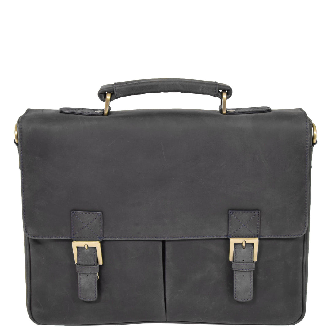 Collateral Briefcase Mens Cross Body Flap Over Briefcase Blue | House of Leather
