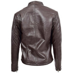 Womens Leather Standing Collar Jacket Becky Brown 1