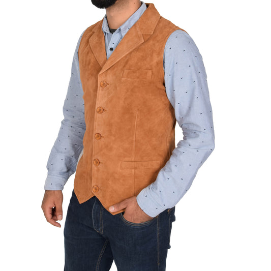 mens tan suede waistcoat