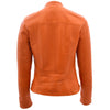 Womens Leather Classic Biker Style Jacket Tayla Orange 1
