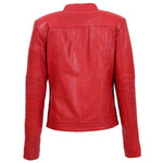 Womens Leather Classic Biker Style Jacket Alice Red 1