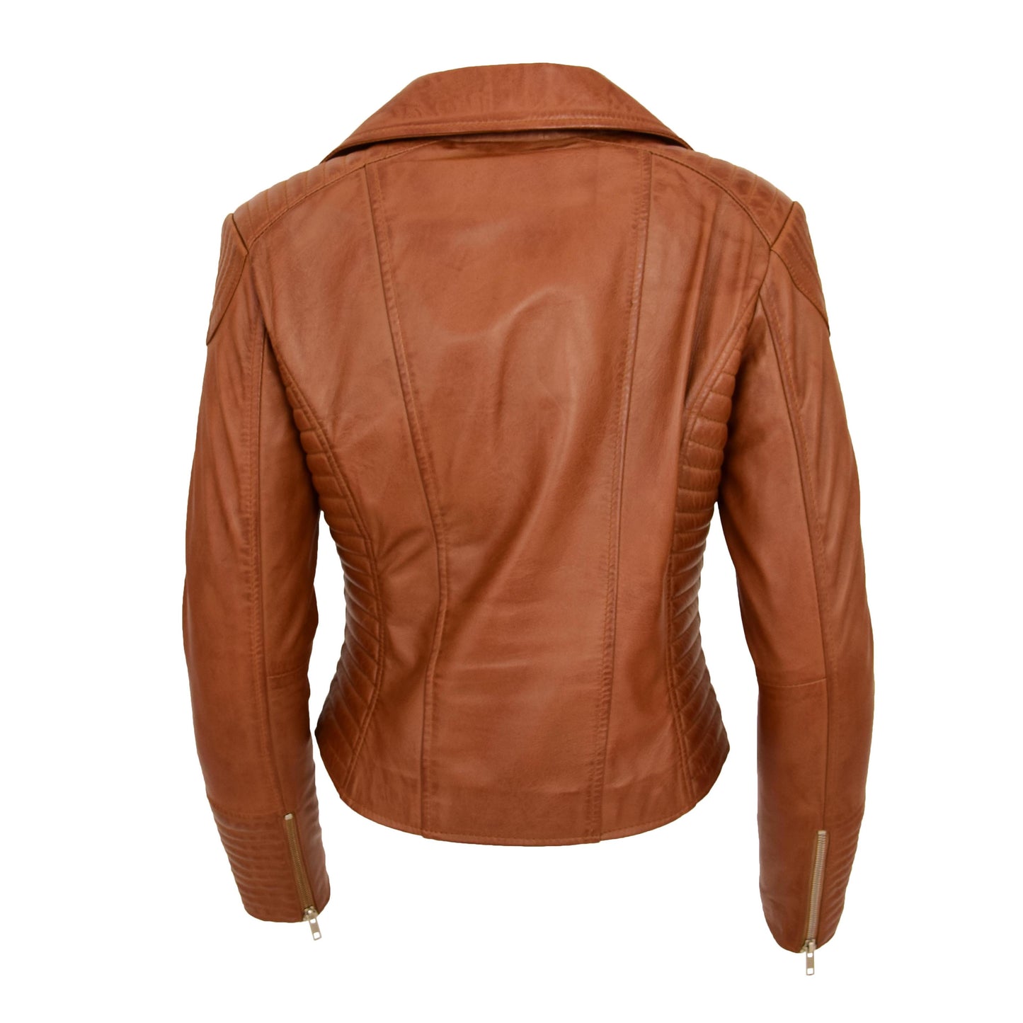 Womens Soft Leather Cross Zip Biker Jacket Anna Tan 1