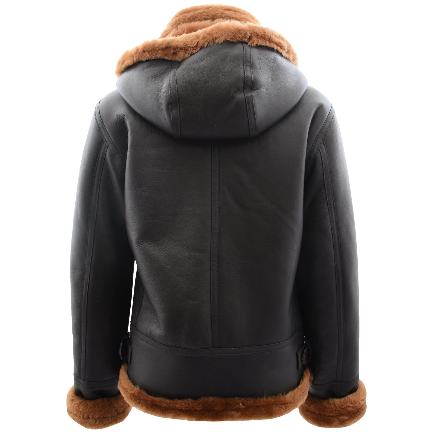 Womens Sheepskin B3 Detachable Hoodie Jacket Naomi Brown Ginger 1