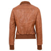 Womens Leather Classic Bomber Jacket Motto Tan 1