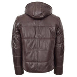 Mens Leather Hooded Puffer Jacket Rory Brown 1
