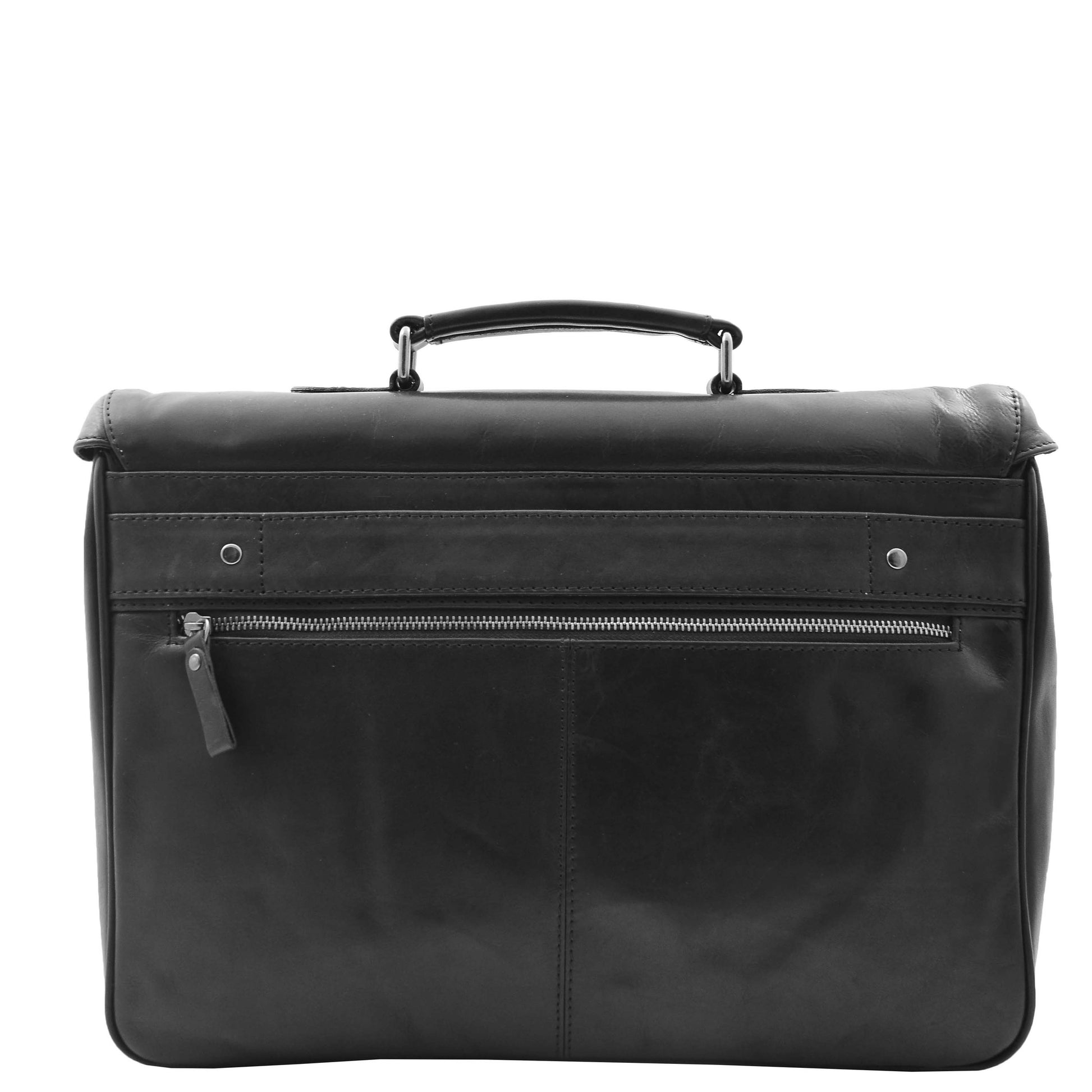 Mens Leather Messenger Briefcase HOL518 Black 1