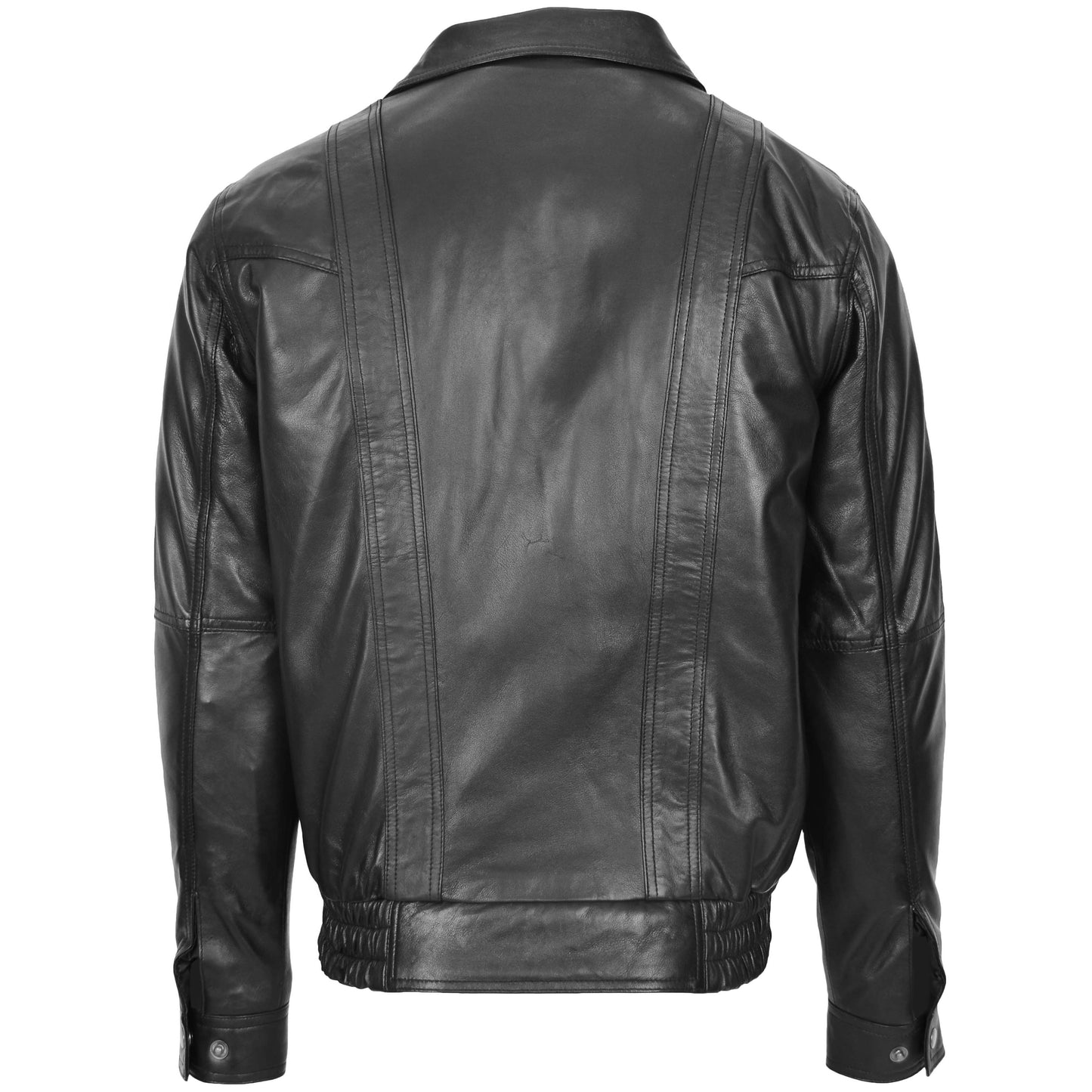 Mens Leather Bomber Blouson Jacket Robert Black 1