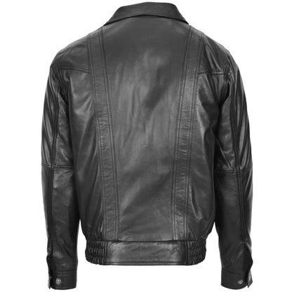 Mens Leather Bomber Blouson Jacket Robert Black 1