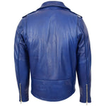 Mens Heavy Duty Leather Biker Brando Jacket Kyle Blue 1