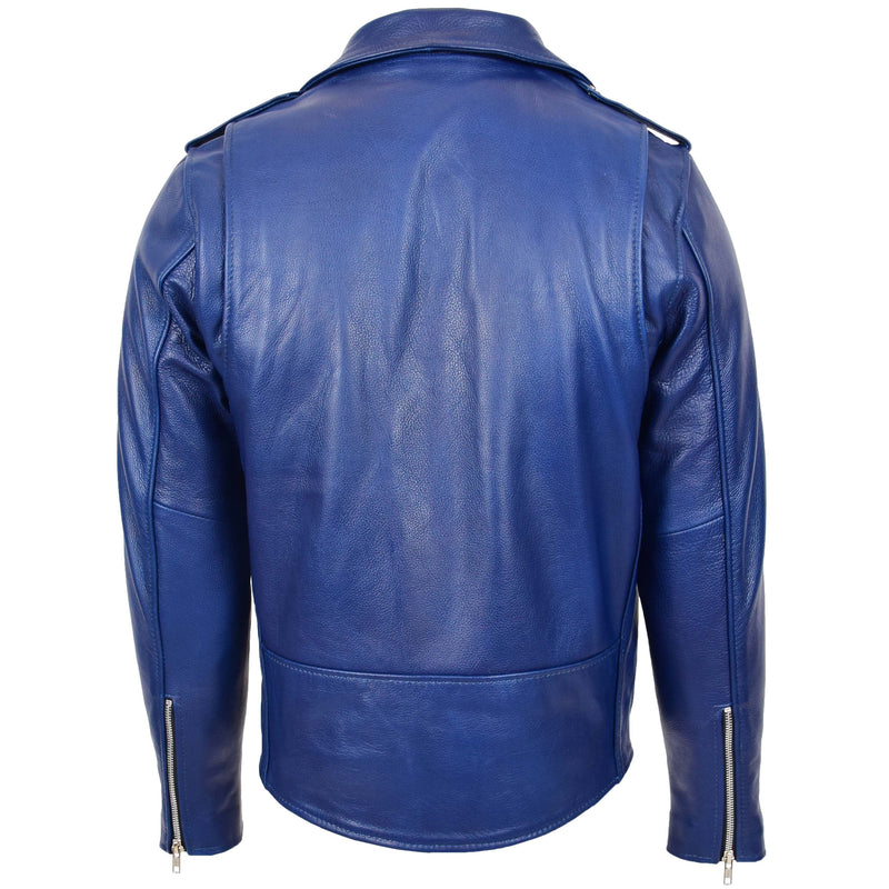 Mens Casual Blue Leather Jacket | Free Insured Shipping