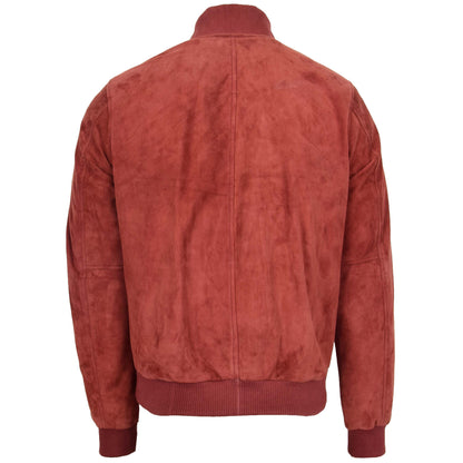 Mens Suede MA-1 Bomber Jacket Trevor Red 2