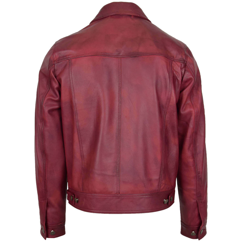 Mens Leather Lee Rider Casual Jacket Terry Burgundy 1