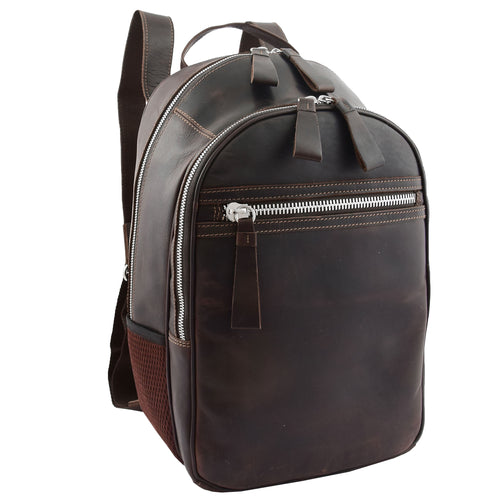 Large Classic Casual Leather Backpack Palermo Brown