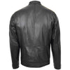 Mens Leather Biker Jacket with Racing Stripes Clyde Black 1