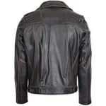 Mens Leather Biker Brando Design Jacket Sean Vintage Black 1