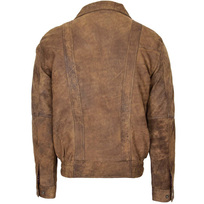 Mens Leather Bomber Blouson Jacket Robert Brown 1