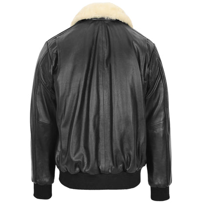 Mens Leather Bomber Jacket G-1 Aviator Style Jarrod Black 1