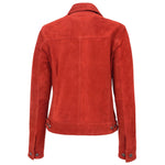 Womens Soft Suede Trucker Style Jacket Alma Red 1