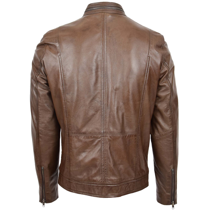 Mens Casual Biker Leather Jacket Jaime Timber 1