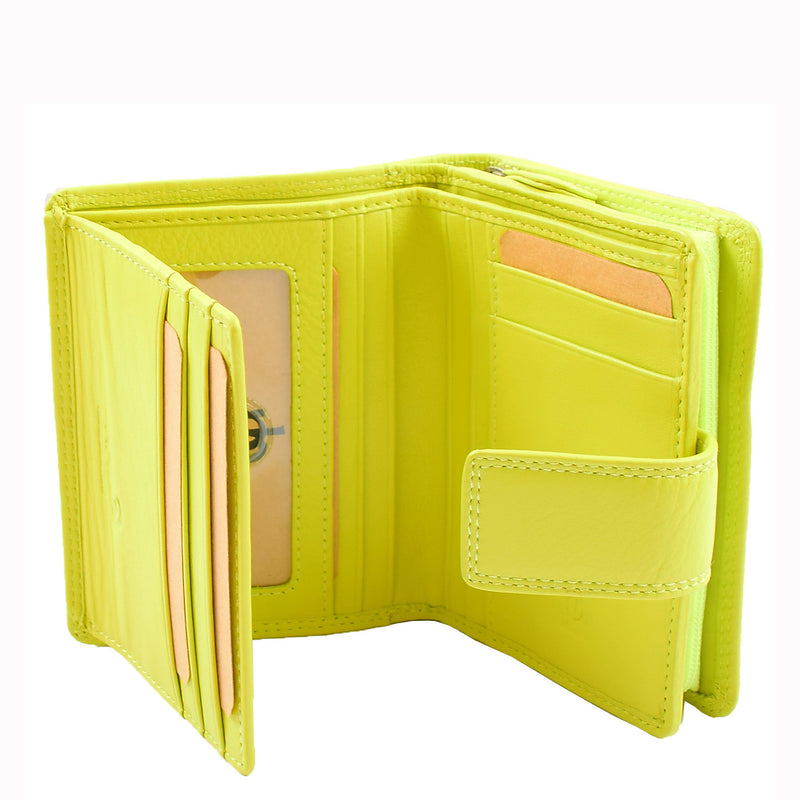 Womens Purse Real Soft Premium Leather Bi Fold HOL1132 Lime 3