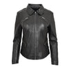 Womens Classic Leather Biker Zip Box Jacket Nova Black 2