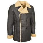 Mens Double Breasted Sheepskin Jacket Theo Brown 2
