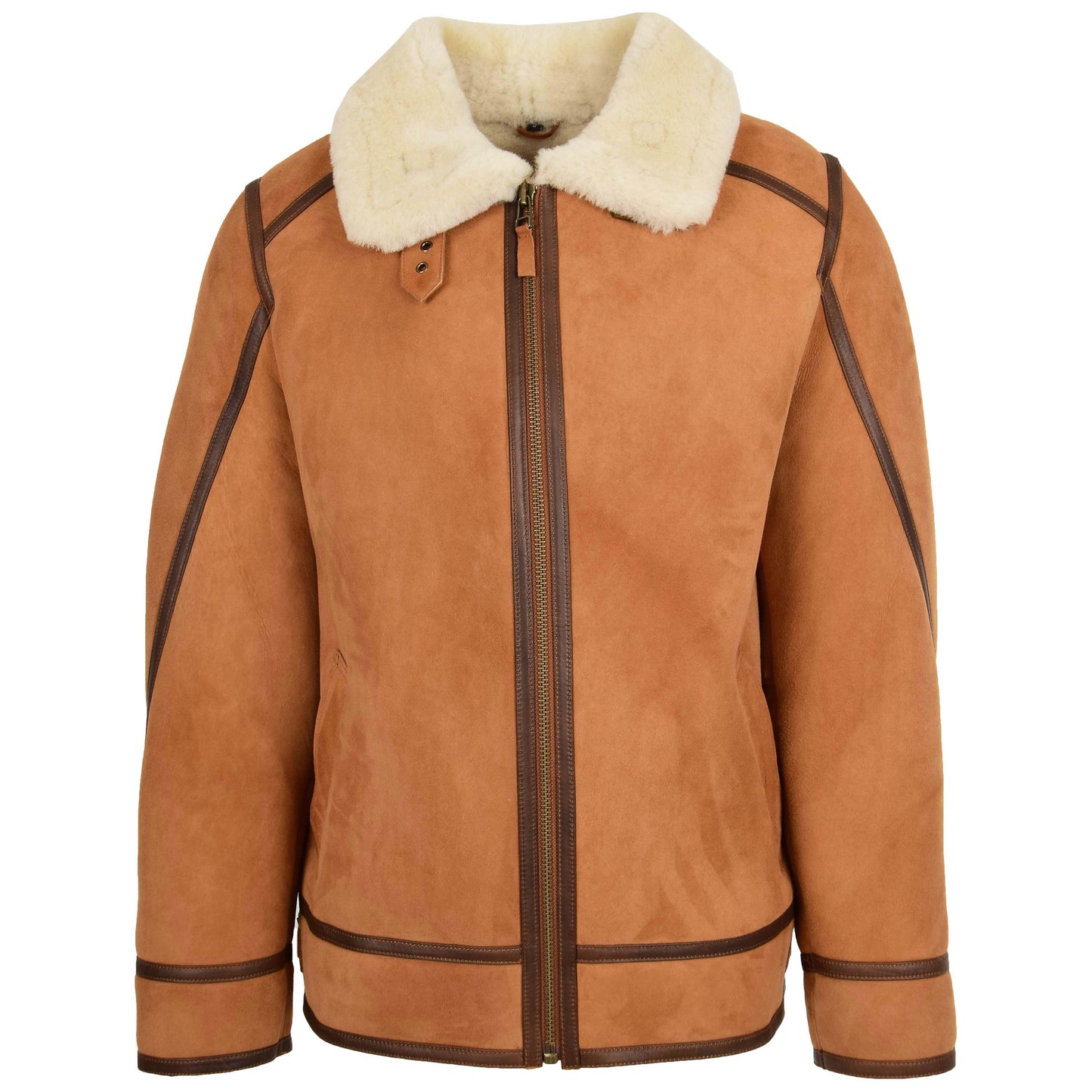 Mens Classic Top Gun Sheepskin B3 Jacket Dean Tan White 2