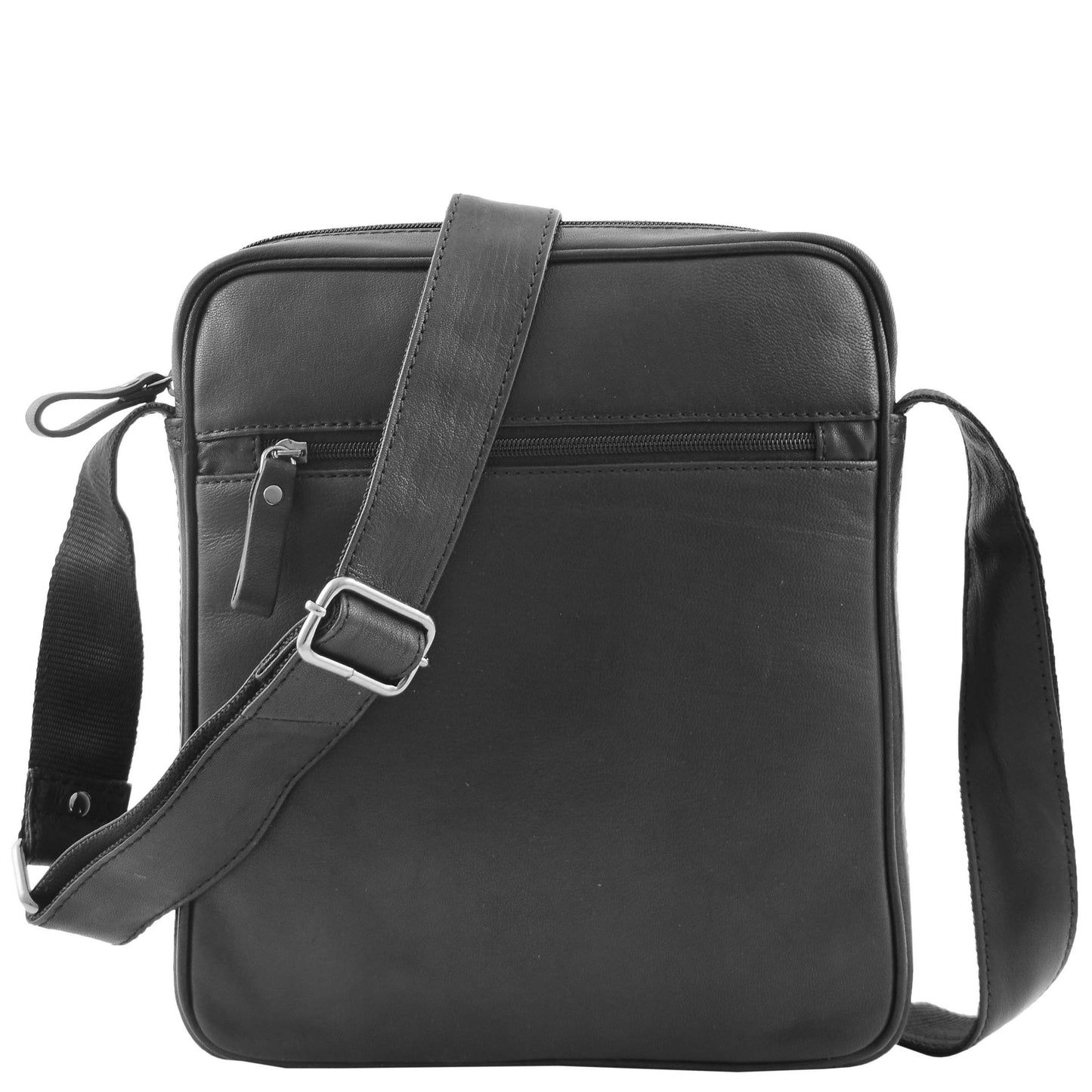 Mens Leather Cross Body Travel Flight Bag Aller Black