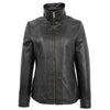 Womens Classic Zip Fastening Leather Jacket Julia Black 2