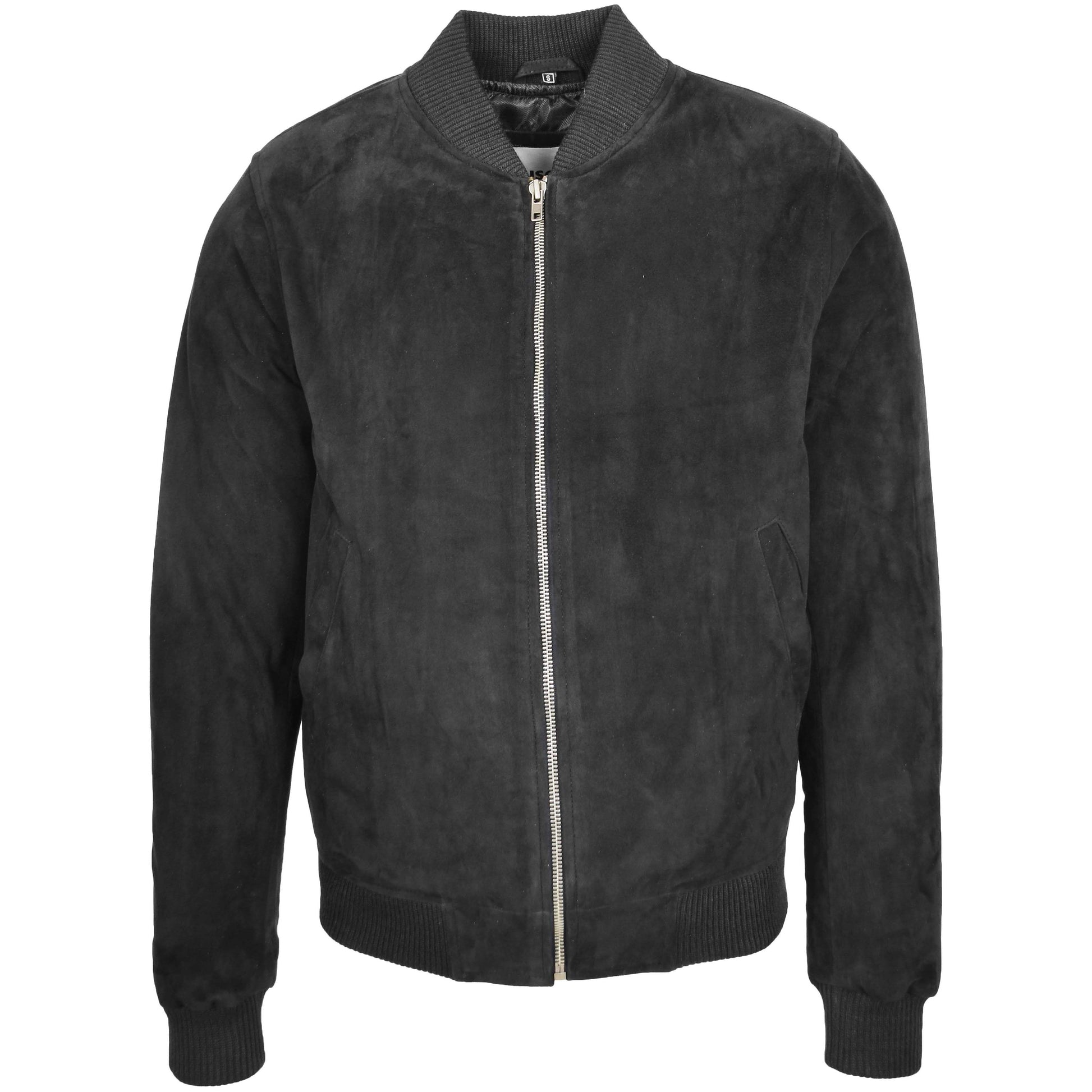 Mens Suede MA-1 Bomber Jacket Trevor Black 2