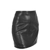 Ladies Leather 16inch Mini Length Pencil Skirt SKT5 Black side angle 1