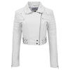 Womens Leather Cropped Biker Style Jacket Demi White 2