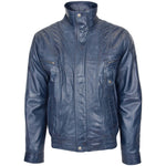 Mens Leather Bomber Blouson Jacket Robert Blue 2