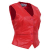Womens Leather Classic Buttoned Waistcoat Rita Red 2