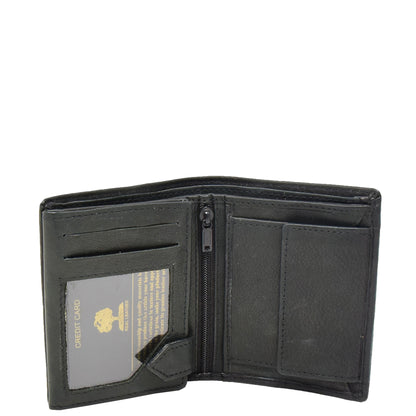 Mens Small Bifold Leather Wallet Venus Black 3