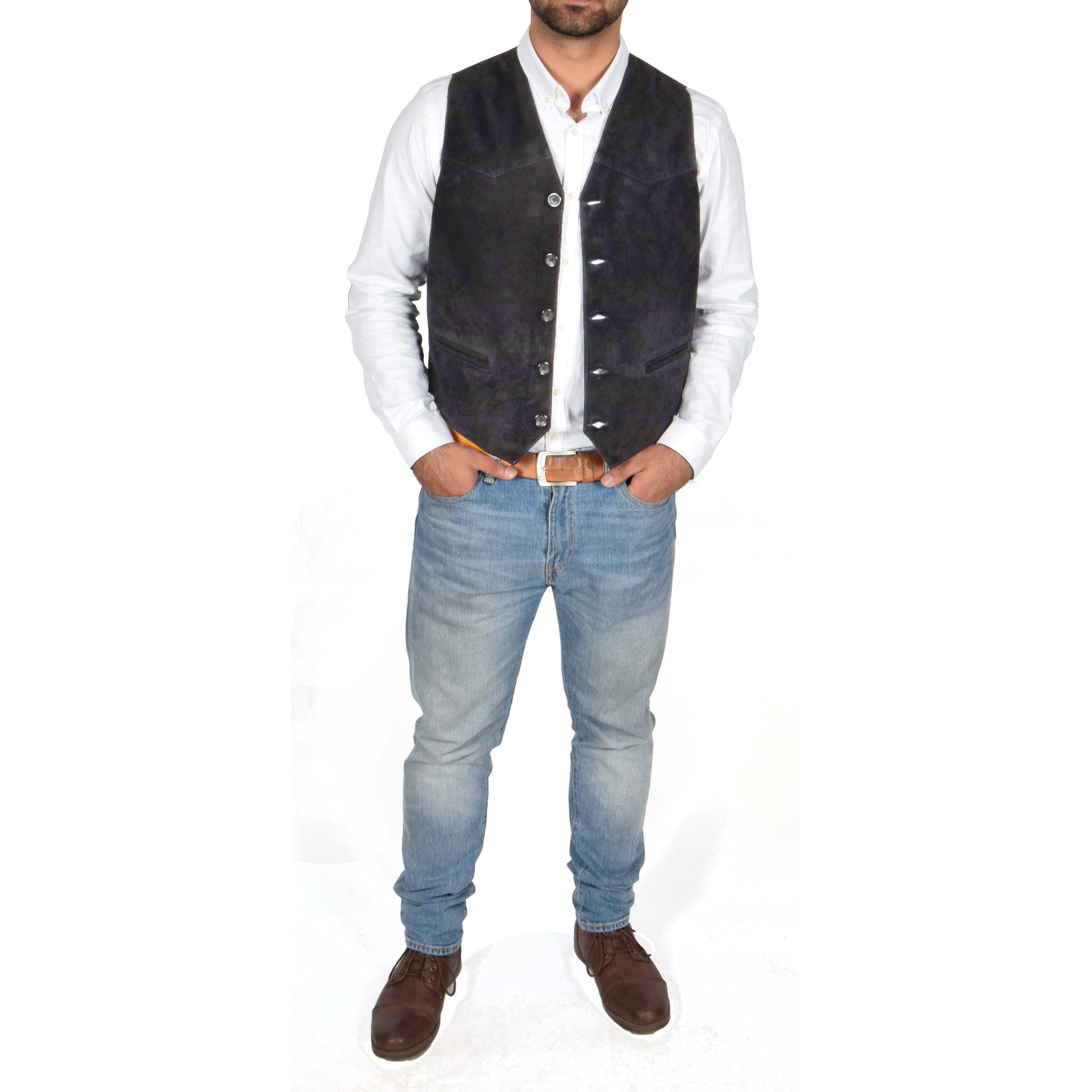 black soft suede waist coat