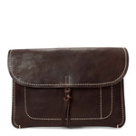Leather Clutch Bag Small Wrist Pouch A5 Size Case H8063 Brown Front