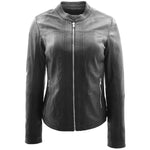 Womens Leather Classic Biker Style Jacket Tayla Black 2