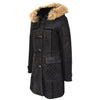 Womens Sheepskin Duffle Coat 3/4 Length Parka Beth Dark Brown 2