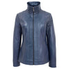 Womens Classic Zip Fastening Leather Jacket Julia Blue 2