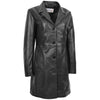 Womens Real Leather Mac Coat 3/4 Length Classic Style F99 Black 2